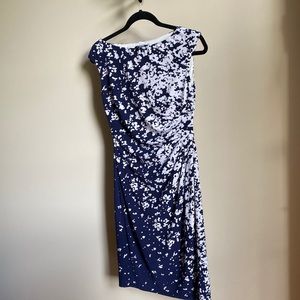 Navy and white flattering Chaps dress-worn once